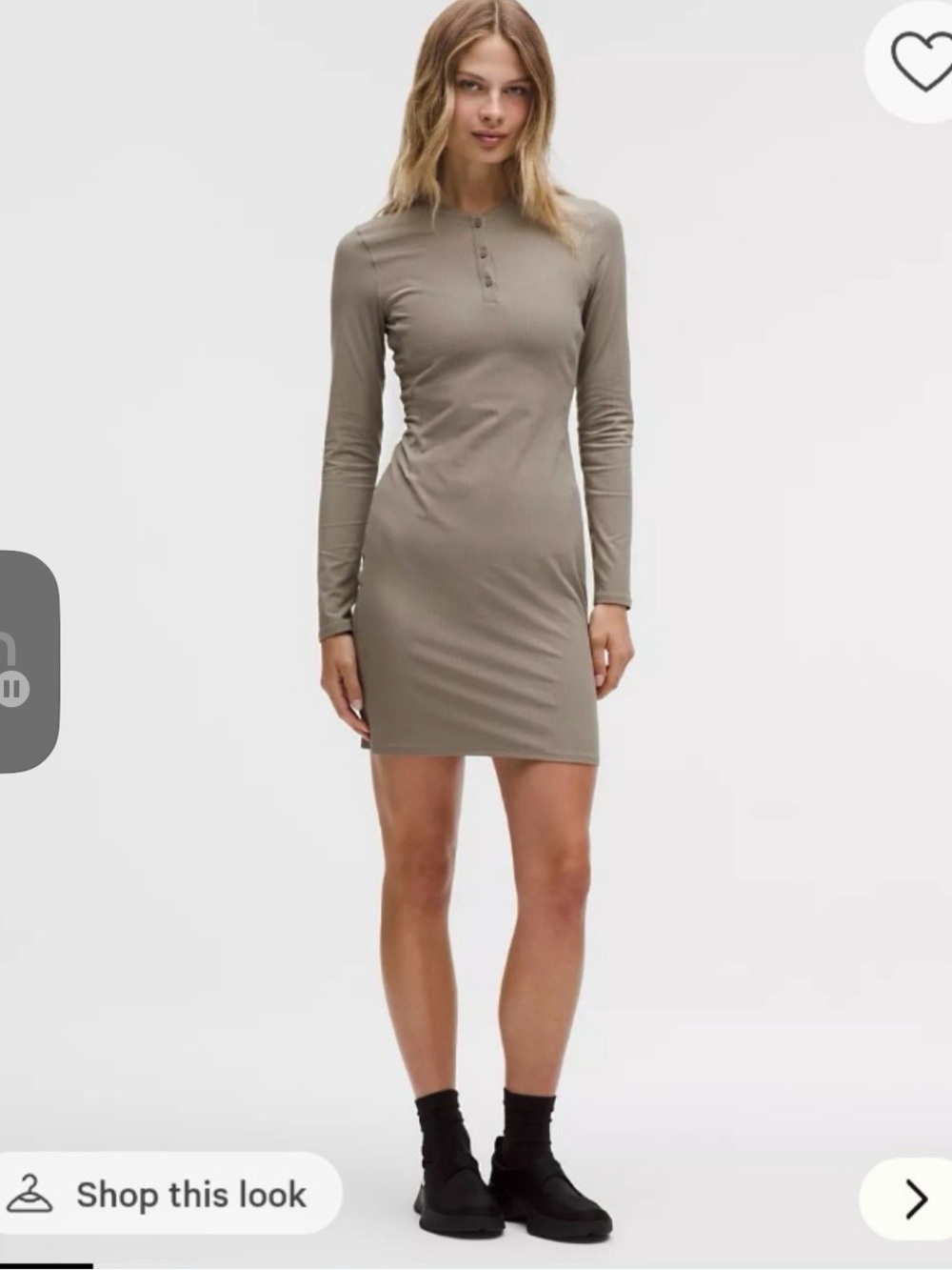 NWT Lululemon All Aligned Ribbed LS Henley Dress 
Size 4 Color Warm Ash Grey